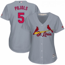 Womens Majestic St Louis Cardinals 5 Albert Pujols Replica Grey Road Cool Base MLB Jersey