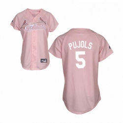 Womens Majestic St Louis Cardinals 5 Albert Pujols Replica Pink Fashion MLB Jersey