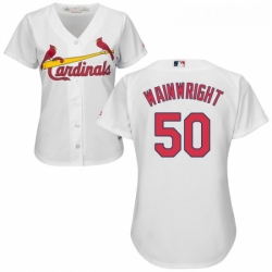 Womens Majestic St Louis Cardinals 50 Adam Wainwright Replica White Home Cool Base MLB Jersey