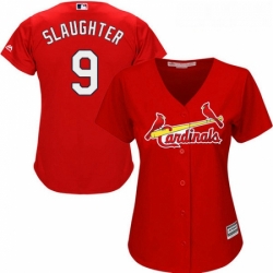 Womens Majestic St Louis Cardinals 9 Enos Slaughter Replica Red Alternate Cool Base MLB Jersey