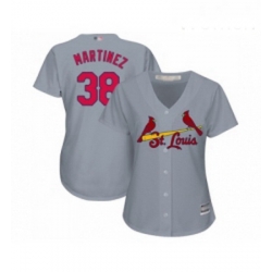 Womens St Louis Cardinals 38 Jose Martinez Replica Grey Road Cool Base Baseball Jersey 