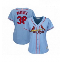 Womens St Louis Cardinals 38 Jose Martinez Replica Light Blue Alternate Cool Base Baseball Jersey 