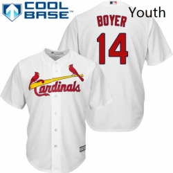 Youth Majestic St Louis Cardinals 14 Ken Boyer Authentic White Home Cool Base MLB Jersey