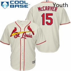 Youth Majestic St Louis Cardinals 15 Tim McCarver Replica Cream Alternate Cool Base MLB Jersey