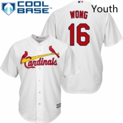 Youth Majestic St Louis Cardinals 16 Kolten Wong Replica White Home Cool Base MLB Jersey