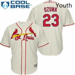 Youth Majestic St Louis Cardinals 23 Marcell Ozuna Replica Cream Alternate Cool Base MLB Jersey 