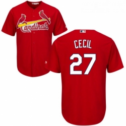 Youth Majestic St Louis Cardinals 27 Brett Cecil Authentic Red Alternate Cool Base MLB Jersey 