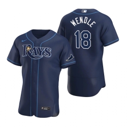 Men Tampa Bay Rays 18 Joey Wendle Men Nike Navy Alternate 2020 Flex Base Team MLB Jersey