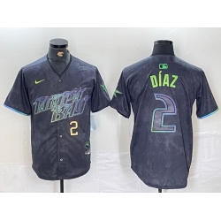 Men Tampa Bay Rays 2 Yandy D EDaz Charcoal 2024 City Connect Limited Stitched Baseball Jersey 4