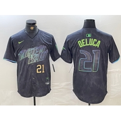 Men Tampa Bay Rays 21 Jonny DeLuca Charcoal 2024 City Connect Limited Stitched jerseys 1