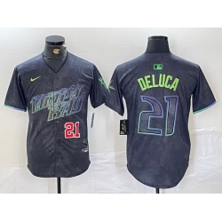 Men Tampa Bay Rays 21 Jonny DeLuca Charcoal 2024 City Connect Limited Stitched jerseys