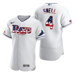 Men Tampa Bay Rays 4 Blake Snell Men Nike White Fluttering USA Flag Limited Edition Flex Base MLB Jersey