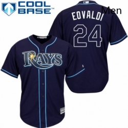 Mens Majestic Tampa Bay Rays 24 Nathan Eovaldi Replica Navy Blue Alternate Cool Base MLB Jersey 