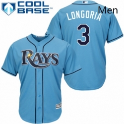 Mens Majestic Tampa Bay Rays 3 Evan Longoria Replica Light Blue Alternate 2 Cool Base MLB Jersey