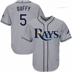 Mens Majestic Tampa Bay Rays 5 Matt Duffy Replica Grey Road Cool Base MLB Jersey