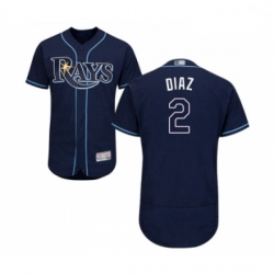 Mens Tampa Bay Rays 2 Yandy Diaz Navy Blue Alternate Flex Base Authentic Collection Baseball Jersey