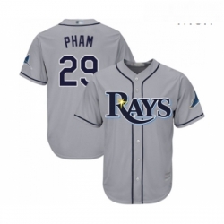 Mens Tampa Bay Rays 29 Tommy Pham Replica Grey Road Cool Base Baseball Jersey 