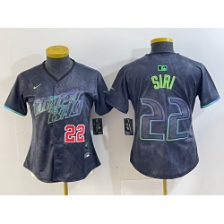 Women Tampa Bay Rays 22 Jose Siri Charcoal 2024 City Connect Limited Stitched Baseball Jersey  2