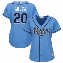 Womens Majestic Tampa Bay Rays 20 Steven Souza Replica Light Blue Alternate 2 Cool Base MLB Jersey