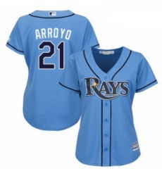 Womens Majestic Tampa Bay Rays 21 Christian Arroyo Replica Light Blue Alternate 2 Cool Base MLB Jersey 