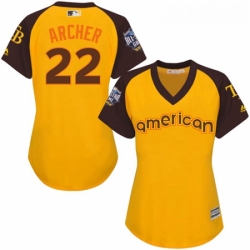 Womens Majestic Tampa Bay Rays 22 Chris Archer Authentic Yellow 2016 All Star American League BP Cool Base MLB Jersey