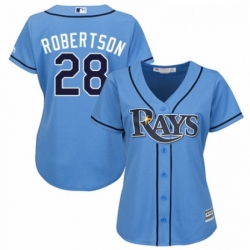 Womens Majestic Tampa Bay Rays 28 Daniel Robertson Replica Light Blue Alternate 2 Cool Base MLB Jersey 