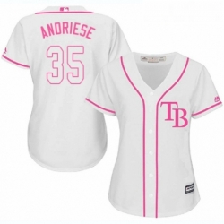 Womens Majestic Tampa Bay Rays 35 Matt Andriese Authentic White Fashion Cool Base MLB Jersey 