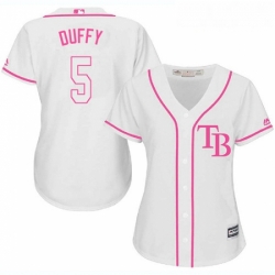 Womens Majestic Tampa Bay Rays 5 Matt Duffy Replica White Fashion Cool Base MLB Jersey