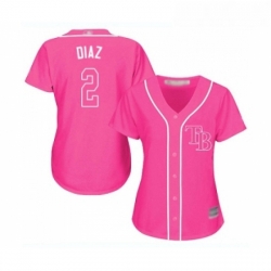 Womens Tampa Bay Rays 2 Yandy Diaz Replica Pink Fashion Cool Base Baseball Jersey 