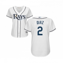 Womens Tampa Bay Rays 2 Yandy Diaz Replica White Home Cool Base Baseball Jersey 