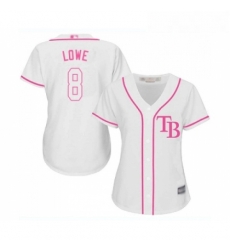 Womens Tampa Bay Rays 8 Brandon Lowe Replica White Fashion Cool Base Baseball Jersey 