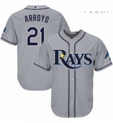 Youth Majestic Tampa Bay Rays 21 Christian Arroyo Replica Grey Road Cool Base MLB Jersey 