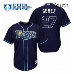 Youth Majestic Tampa Bay Rays 27 Carlos Gomez Replica Navy Blue Alternate Cool Base MLB Jersey 