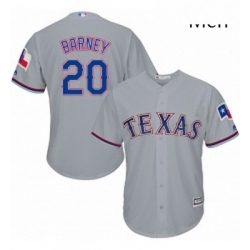 Mens Majestic Texas Rangers 20 Darwin Barney Replica Grey Road Cool Base MLB Jersey 