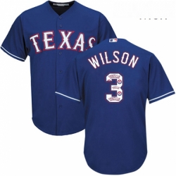 Mens Majestic Texas Rangers 3 Russell Wilson Authentic Royal Blue Team Logo Fashion Cool Base MLB Jersey