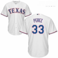 Mens Majestic Texas Rangers 33 Martin Perez Replica White Home Cool Base MLB Jersey