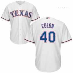 Mens Majestic Texas Rangers 40 Bartolo Colon Replica White Home Cool Base MLB Jersey 