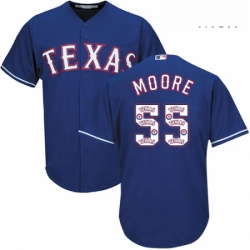 Mens Majestic Texas Rangers 55 Matt Moore Authentic Royal Blue Team Logo Fashion Cool Base MLB Jersey 