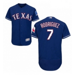 Mens Majestic Texas Rangers 7 Ivan Rodriguez Royal Blue Flexbase Authentic Collection MLB Jersey