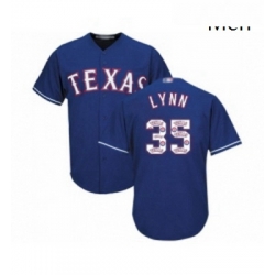 Mens Texas Rangers 35 Lance Lynn Authentic Royal Blue Team Logo Fashion Cool Base Baseball Jersey 