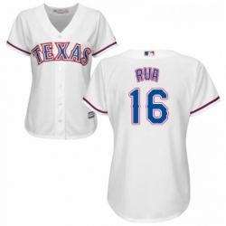 Womens Majestic Texas Rangers 16 Ryan Rua Authentic White Home Cool Base MLB Jersey 