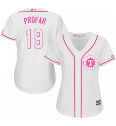 Womens Majestic Texas Rangers 19 Jurickson Profar Replica White Fashion Cool Base MLB Jersey