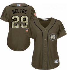 Womens Majestic Texas Rangers 29 Adrian Beltre Authentic Green Salute to Service MLB Jersey