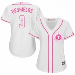 Womens Majestic Texas Rangers 3 Delino DeShields Replica White Fashion Cool Base MLB Jersey