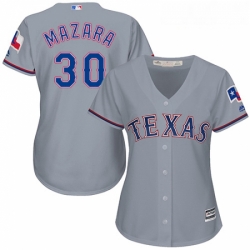 Womens Majestic Texas Rangers 30 Nomar Mazara Authentic Grey Road Cool Base MLB Jersey