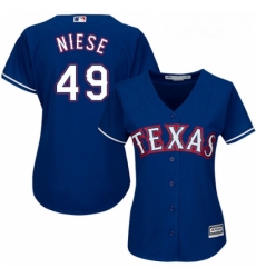 Womens Majestic Texas Rangers 49 Jon Niese Authentic Royal Blue Alternate 2 Cool Base MLB Jersey 