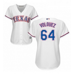 Womens Majestic Texas Rangers 64 Edinson Volquez Authentic White Home Cool Base MLB Jersey 