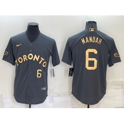 Men Toronto Blue Jays 6 Alek Manoah 2022 All Star Charcoal Cool Base Stitched Baseball Jersey