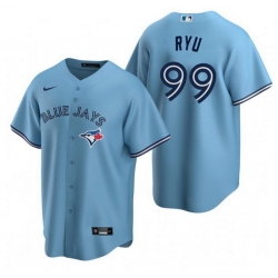 Men Toronto Blue Jays 99 Hyun Jin Ryu Blue Cool Base Stitched jersey