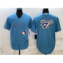 Men Toronto Blue Jays Light Blue Team Big Logo Cool Base Stitched Baseball Jersey